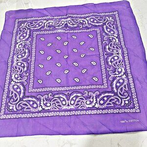 Vintage Bandana Lilac Light Purple 100% Cotton Biker 21" Square Neck Rag Scarf